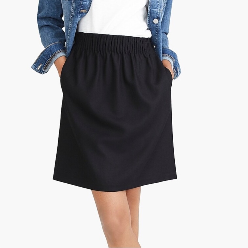 J Crew Sidewalk Skirt Pleated Wool Blend Ruched Elastic Mini Skirt w/ Pockets